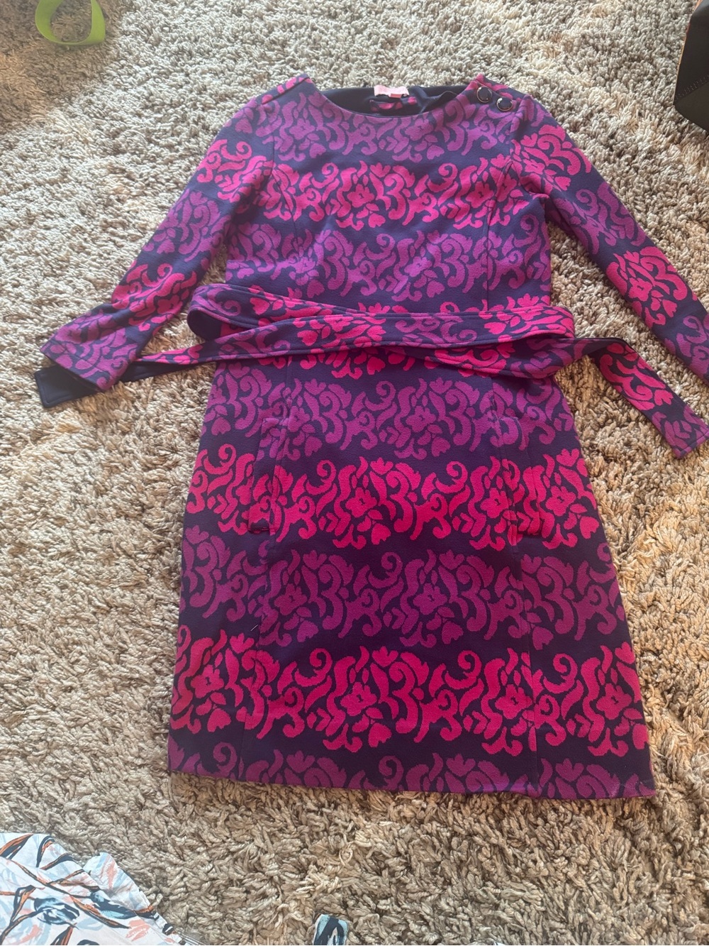 Lilly Pulitzer Pink & Purple Long-Sleeve Patterned Sheath Dress